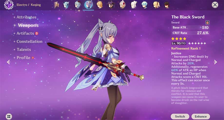 Kiếm đen trong Genshin Impact