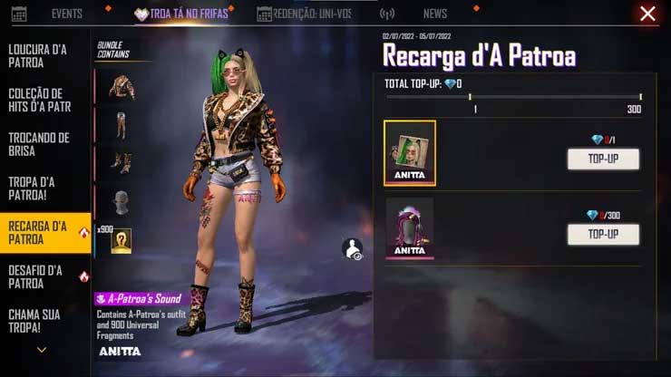 Kỹ năng của Anitta trong Free Fire