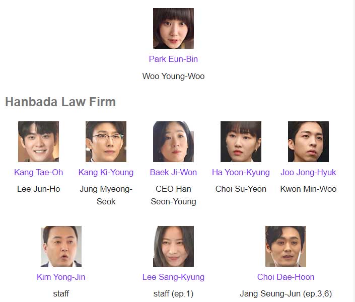 Diễn viên chính trong phim Luật sư Woo Young Woo