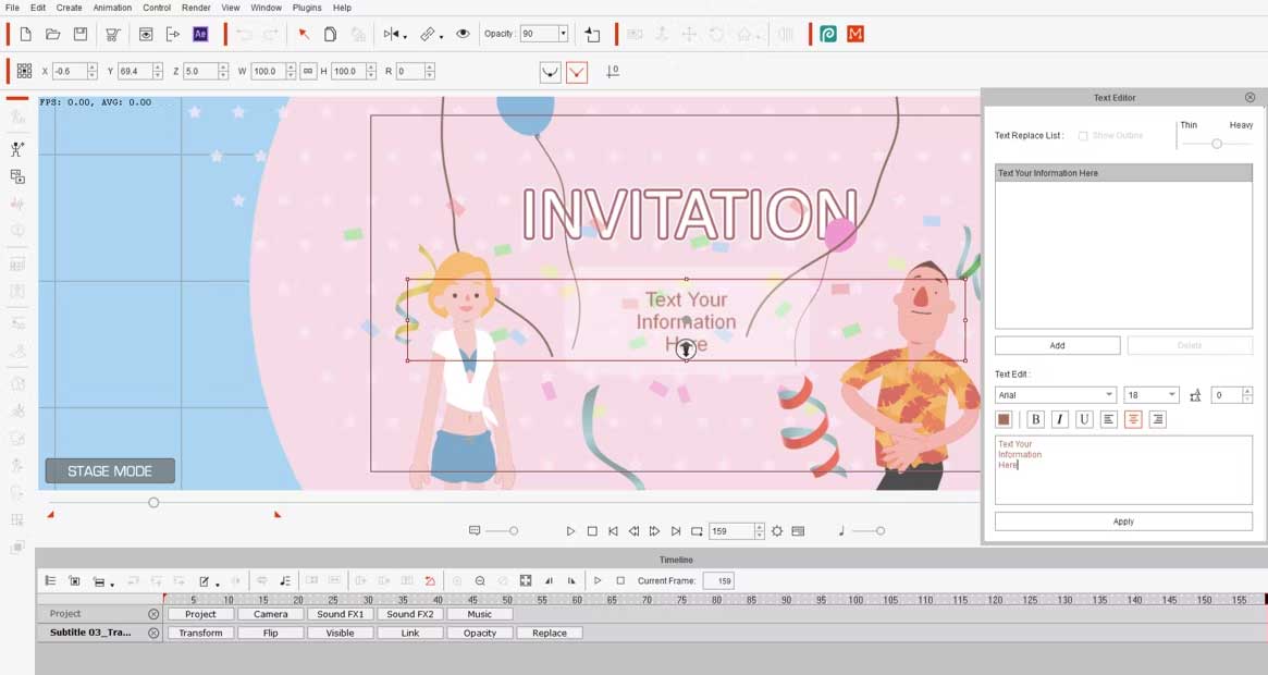 Viết nội dung thư mời trong Cartoon Animator