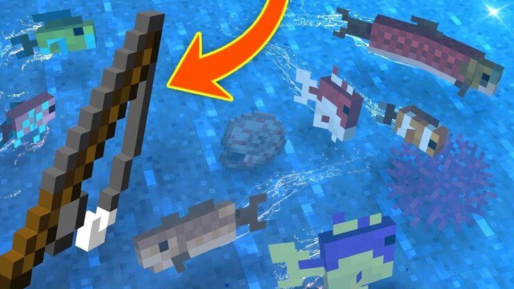 Cần câu cá bỏ bùa Luck of the Sea trong Minecraft