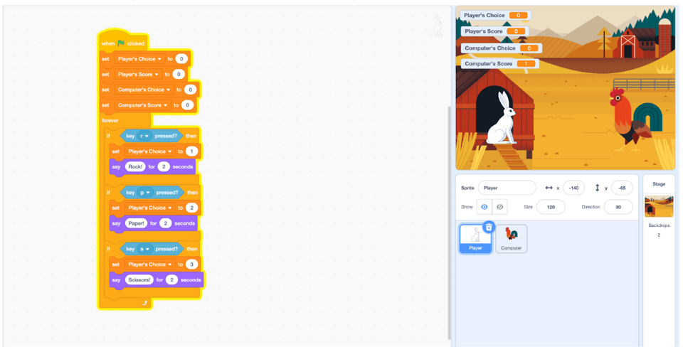 Code game trên Scratch