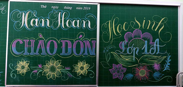 Trang trí bảng lớp đón học sinh lớp 1