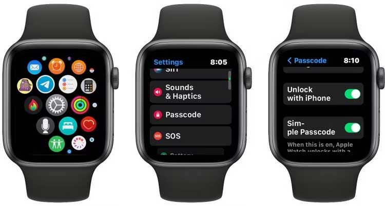 Tắt mở khóa bằng iPhone trên Apple Watch