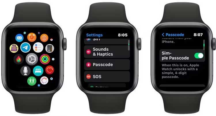 Tắt mật khẩu đơn giản trên Apple Watch