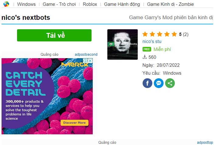 <p>Nhấn nút <strong>Tải về</strong> ở bên dưới để <strong>download game nicos nextbots trên Roblox</strong>.</p>
<p><iframe