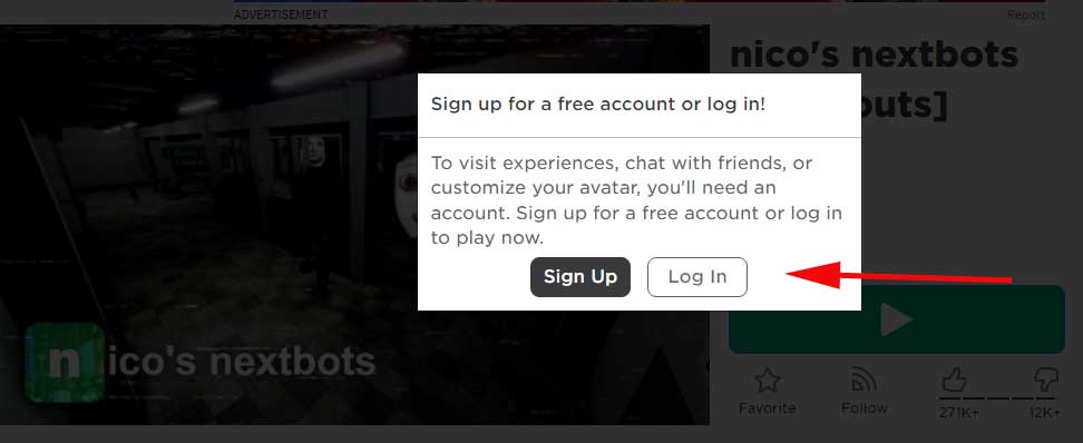 <p>Nếu chưa đăng nhập tài khoản Roblox, bạn sẽ nhận được thông báo như trên khi tải game. Lúc này chỉ