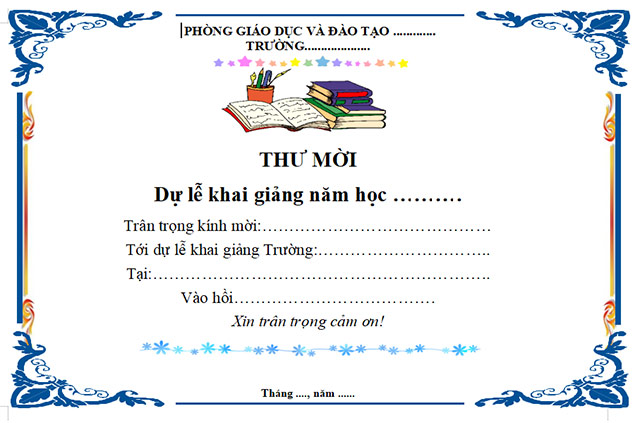 Giấy mời khai giảng năm học mới
