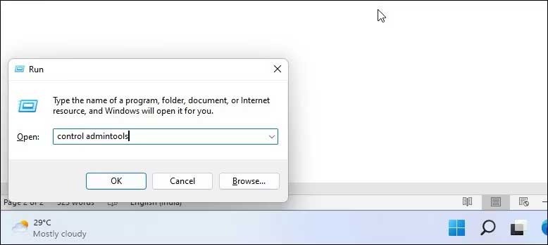 Mở Windows Tools bằng hộp thoại Run