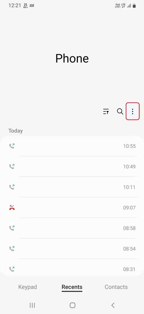 Cài đặt các cuộc gọi gần đây