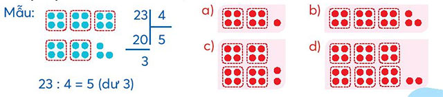 Viết phép chia theo nhóm 4