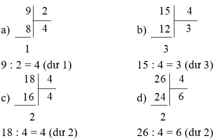 Viết phép chia theo nhóm 4