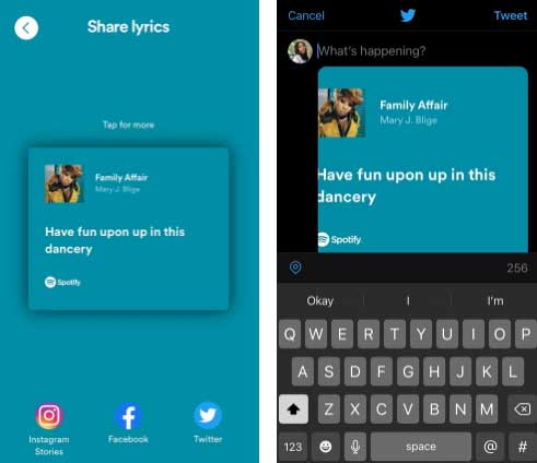 Chia sẻ lời bài hát từ Spotify lên Twitter