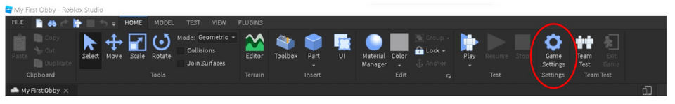 Nút cài đặt game Roblox