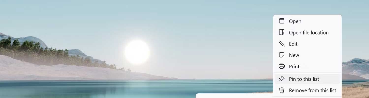 Lựa chọn ghim vào danh sách