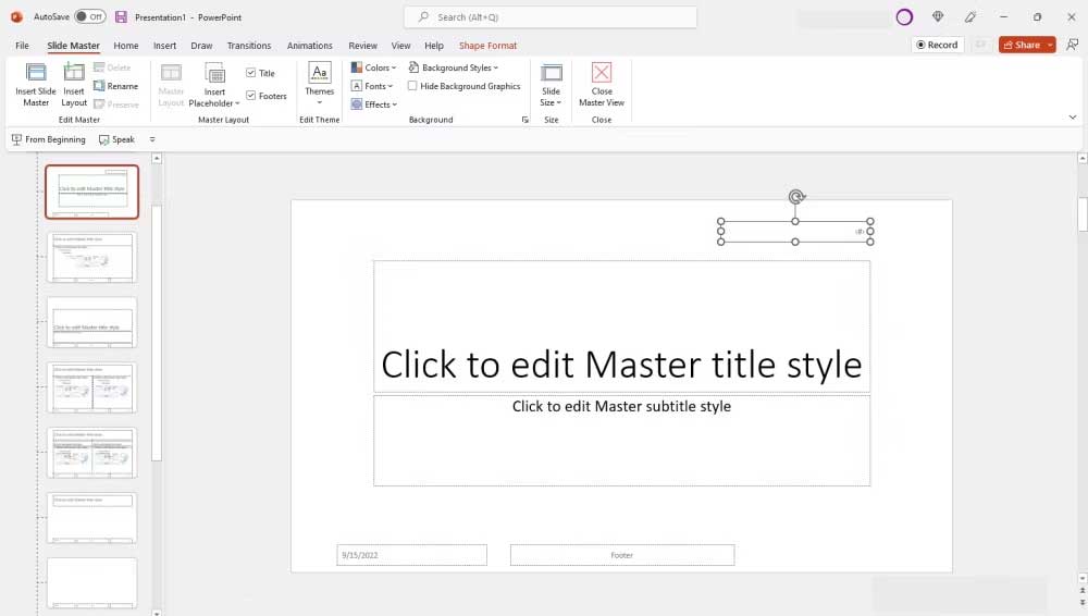 Thay đổi vị trí đánh số trang trong PowerPoint