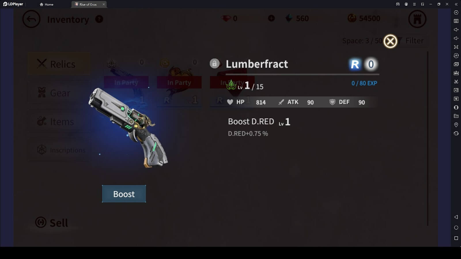 Vũ khí trong Rise of Eros