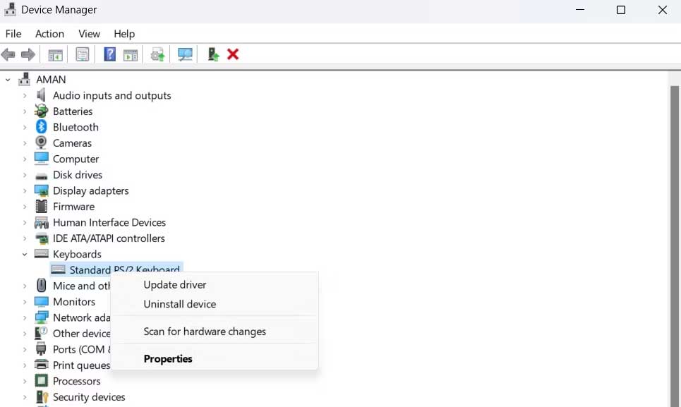 Cập nhật driver bàn phím