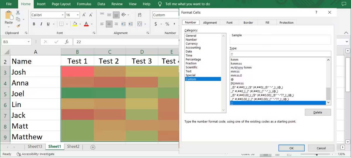Xóa số từ bản đồ heatmap trong Excel