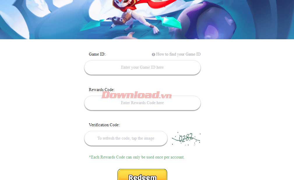 Nhập code vào trường tương ứng trong Kinja Run