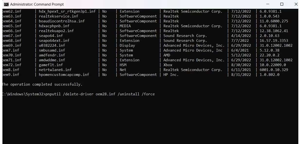 Buộc gỡ cài đặt driver trên Win 11