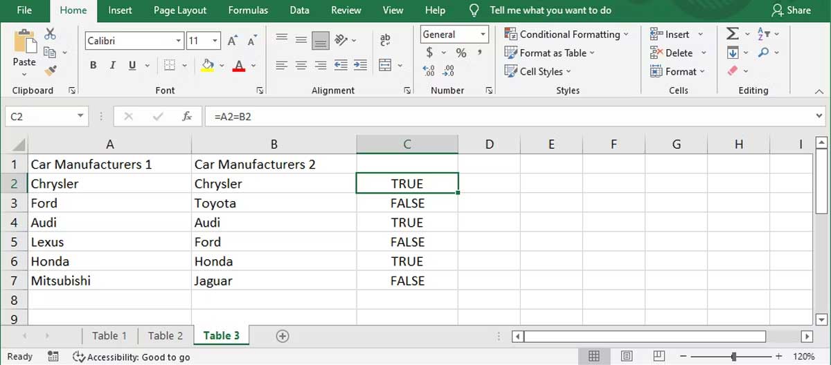 Xác định các giá trị đúng và sai trong Excel
