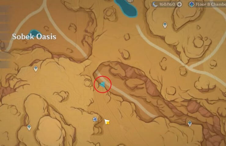 Bản đồ vị trí Shrine of Depth ở Sumeru trong Genshin Impact