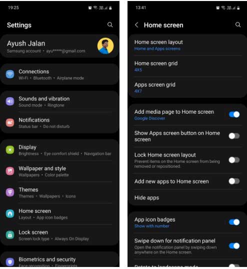 Cài đặt nhanh cho Samsung