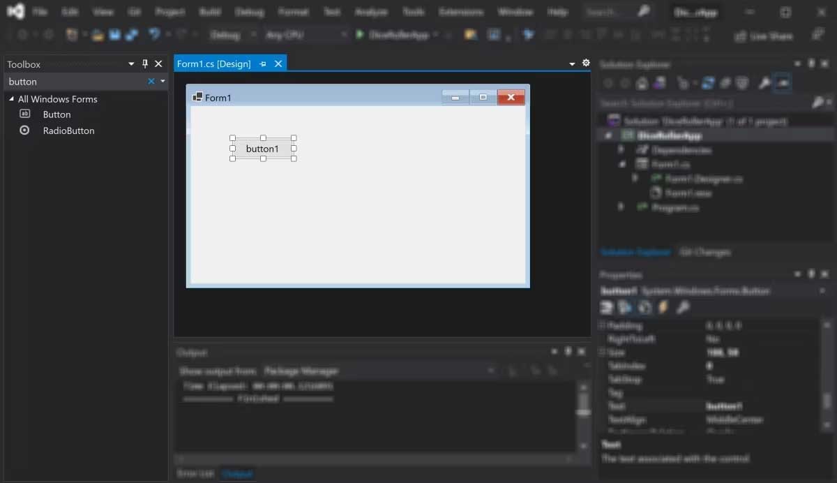 Mở giao diện Windows Forms