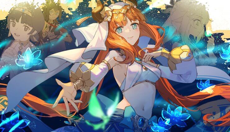 Nahida + Nilou + Kokomi + Dendro Traveler trong Genshin Impact