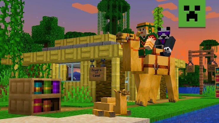 Cưỡi lạc đà cùng bạn bè trong Minecraft