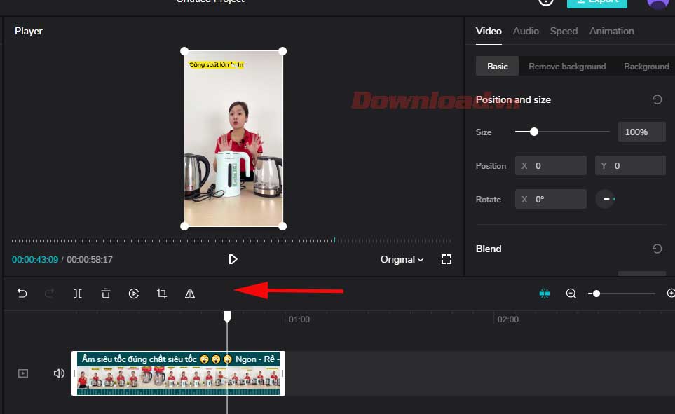 <p>Chú ý tới thanh công cụ ở phía dưới Player. Tại đây, bạn có các lựa chọn Undo, Restore, Split, Delete,