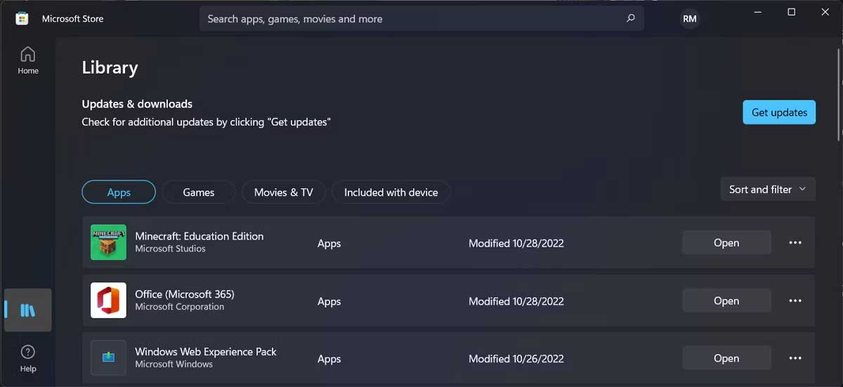 Cập nhật app Office