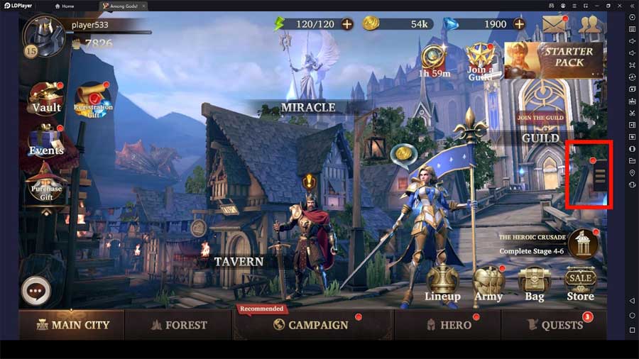 Mở game Among Gods