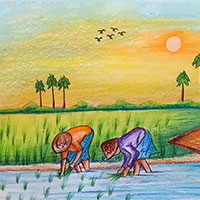 Viết một đoạn văn ngắn tả người mẹ cấy lúa giữa trưa tháng 6 nóng bức (4 mẫu)