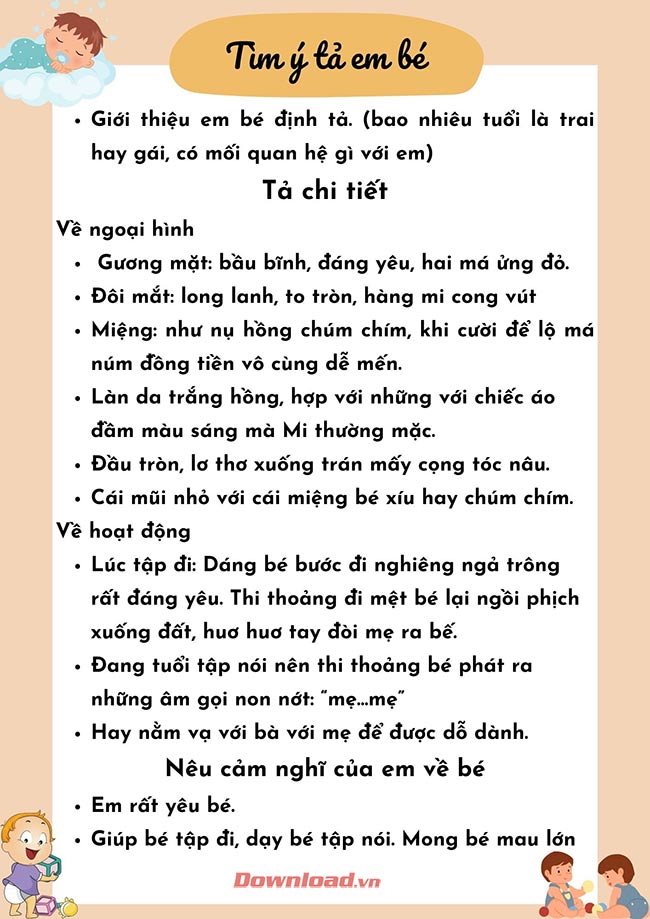 Tìm ý tả em bé