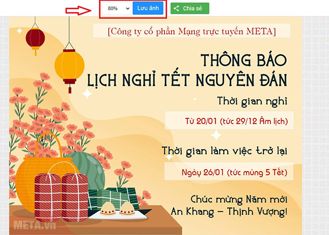 Lưu Banner thông tin nghỉ Tết Nguyên Đán trực tuyến