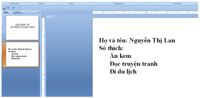 Giới thiệu về sở thích của bản thân