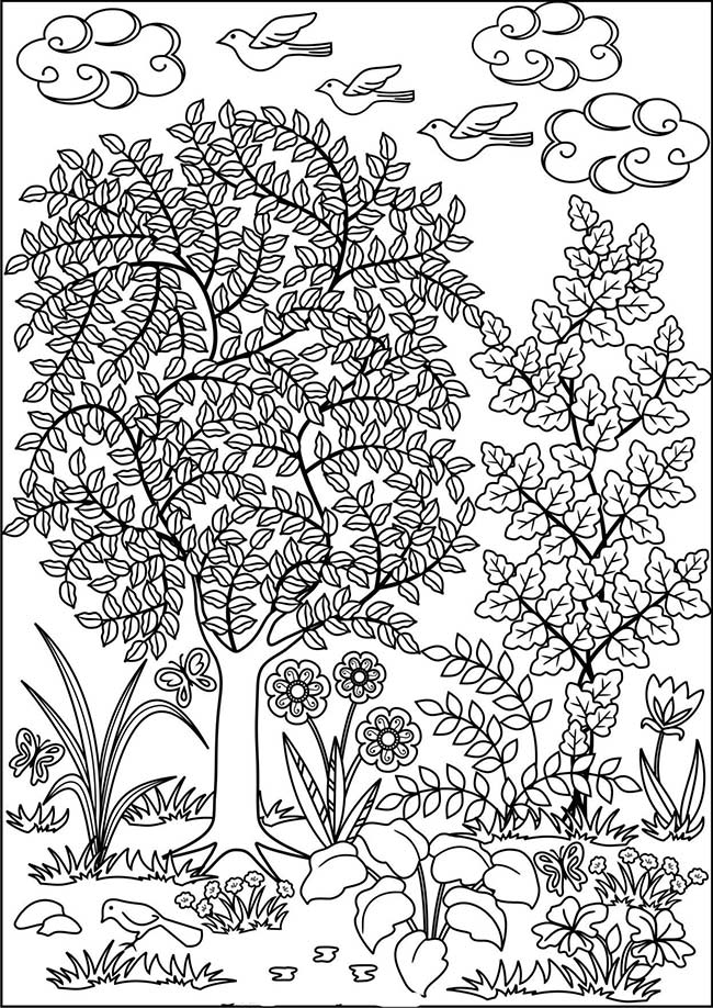 Tranh tô màu mùa xuân