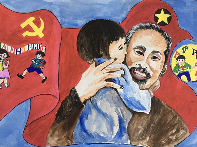 Tranh vẽ Bác Hồ và thiếu nhi