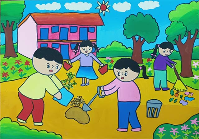 Tranh vẽ thiếu nhi làm nghìn việc tốt