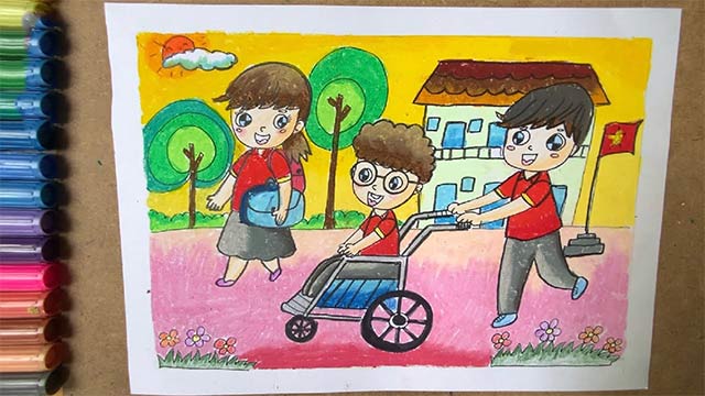 Tranh vẽ thiếu nhi làm nghìn việc tốt