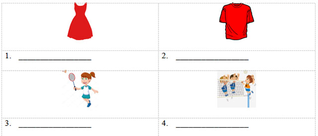 Look at the pictures and write