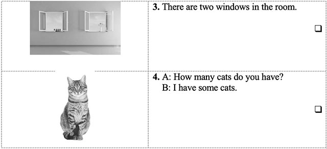 Look, read and put a tick (V) or cross (X).
