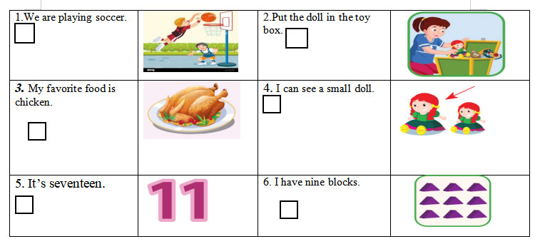Tick Yes (v) or No (x)