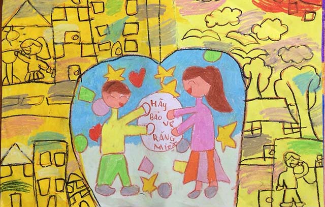 Mẫu tranh vẽ Nha học đường