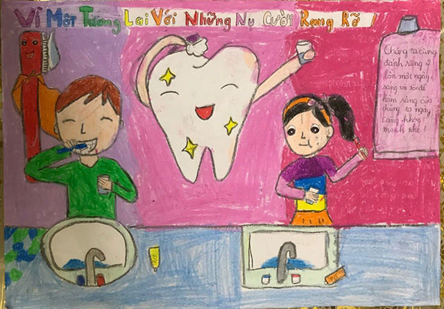 Mẫu tranh vẽ Nha học đường