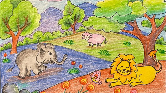 Mẫu tranh vẽ Thế giới muôn màu