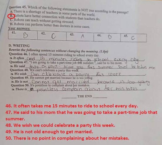 Đề thi vào lớp 10 môn Anh Hòa Bình năm 2023