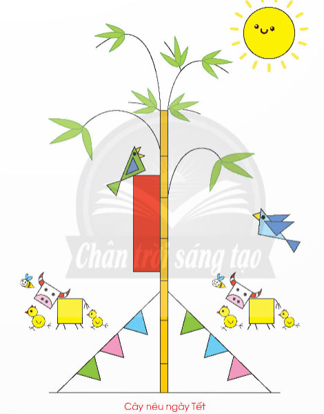 Vẽ tranh cây nêu ngày Tết